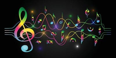 fondo de notas musicales a todo color vector