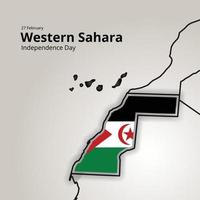 happy independence day of western sahara, combination map and flag design vector