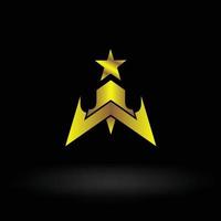 logotipo de trofeo de logro con combinación de estrella y color dorado vector