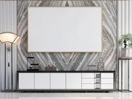 Poster Frame Mockup In Wall Scandinavian Living Room Interior photo