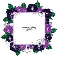Vector illustration of Morning glory flowers with leaves frame wreth