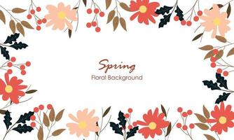 Set of spring and summer wild flowers, plants, branches, leaves and herb. vector