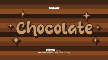 Efecto de texto 3d con eslogan de chocolate. fácil de usar y editable. vector