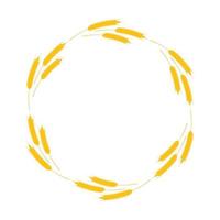 A round frame of spikelets of wheat, oats, rye, or barley. Grain plant border, agricultural frame with spikelets. Banner for beer, bread, flour packaging design vector
