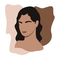 Feminine concept illustration of boho woman. Perfect for posters, wall art, cards. Contemporary portrait. Vector illustration, eps10