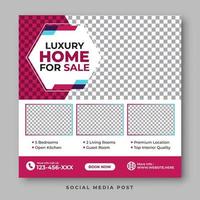 Luxury home sale social media template design vector