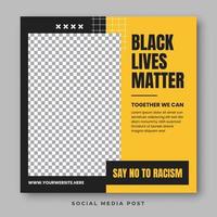 las vidas negras importan plantilla de redes sociales vector