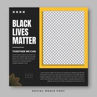 Minimalist black lives matter social media template vector