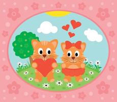 Valentines day  background card with cat vector