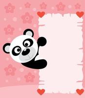 Pink Valentines day background card with panda vector