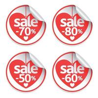 Heart stickers set,red vector