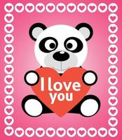 tarjeta de fondo del día de san valentín con panda vector