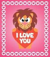 Valentine's Day background card with lion vector