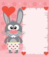 Pink Valentine's day background  with funny rabbit vector