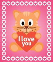 Valentines day background card with cat vector