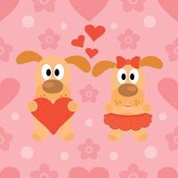 Valentines day seamless background card with dog vector