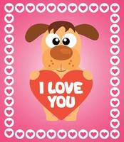 Valentine's Day background card with dog vector