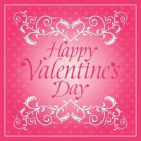 Pink Happy Valentines day background card with flowers vector