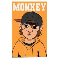 monkey tshirt design isolated brown background vector