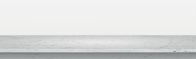 encimera de piedra de hormigón gris sobre fondo panorámico blanco, plantilla web promocional - vector