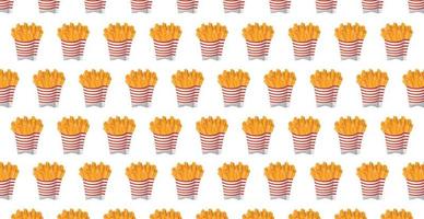 Panoramic pattern packaging with french fries on a white background - Vector