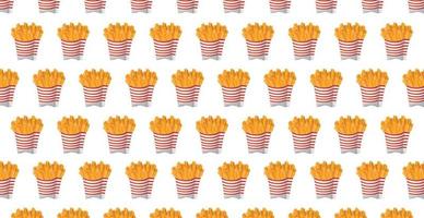 Panoramic pattern packaging with french fries on a white background - Vector