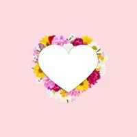 Heart with flowers on a pink background. Valentine's Day. Mothers Day. photo