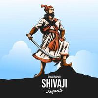 chhatrapati shivaji maharaj jayanti, el gran guerrero de maratha de maharashtra india vector