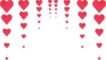 Design of red hearts falling vertically on a white background vector