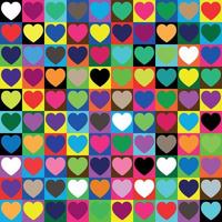 cute design of colored cubes with hearts vector