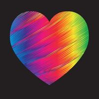 diseño de corazón multicolor sobre un fondo negro vector