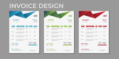 Minimal corporate Business multiple color variation a4 size invoice design template vector illustration bill form price invoice, Creative invoice template vector and business stationery design