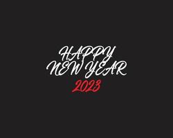 Happy New Year 2023 script text hand lettering. Design template Celebration typography poster, banner or greeting card for Merry Christmas and happy new year. Vector Illustration