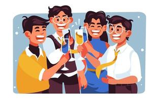 Friends Toasting Wine Together Concept vector