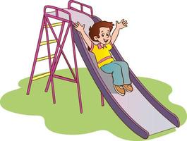 boy sliding down the slide cartoon vector