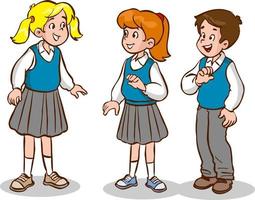 standing speaking students cartoon vector