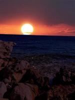 Scenic view of ocean view and mountains at sunset in Sinai, Egypt photo