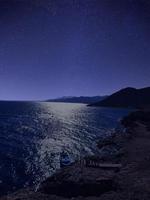 Scenic view of ocean view and mountains at sunset in Sinai, Egypt photo