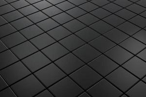 Black square scratched tiles flooring perspective view shiny abstract industrial background photo