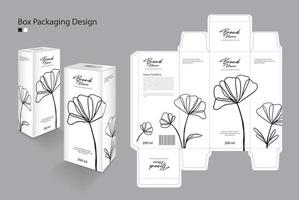 Box, Packaging design Template for cosmetic, Supplement, spa, Beauty, food, Hair, Skin, lotion, medicine, cream. packaging design creative idea. Boxes 3d, flower art concept, Black flower logo vector