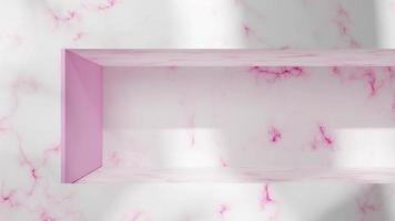 3d render white and pink marble wall background. Product display podium for luxury advertisement. Aesthetic beauty table surface photo