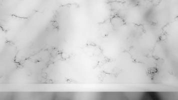 Escena de renderizado 3d con pared de mármol blanco. plataforma de productos de lujo con textura. maqueta vacía para escaparate foto