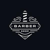 Black and white line barber Vintage retro classic barbershop logo VECTOR. classic black and white barber label logo design. barbershop pole badge logo design icon vector