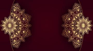 Red background with golden mandala ornament vector