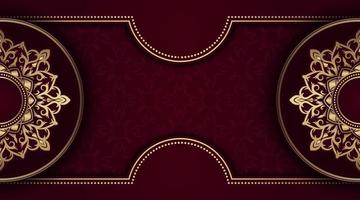 Red background with golden mandala ornament vector