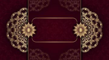 Red background with golden mandala ornament vector