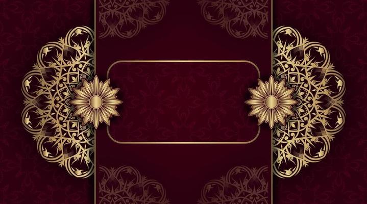 Red background with golden mandala ornament 17077194 Vector Art at Vecteezy