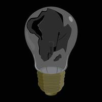 light broken bulb isolated on black background vector