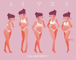 chicas con diferentes tipos de cuerpo vector