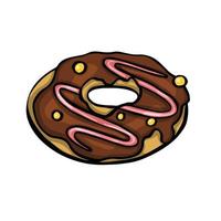 Donut covered with chocolate and with sprinkles and colored vector